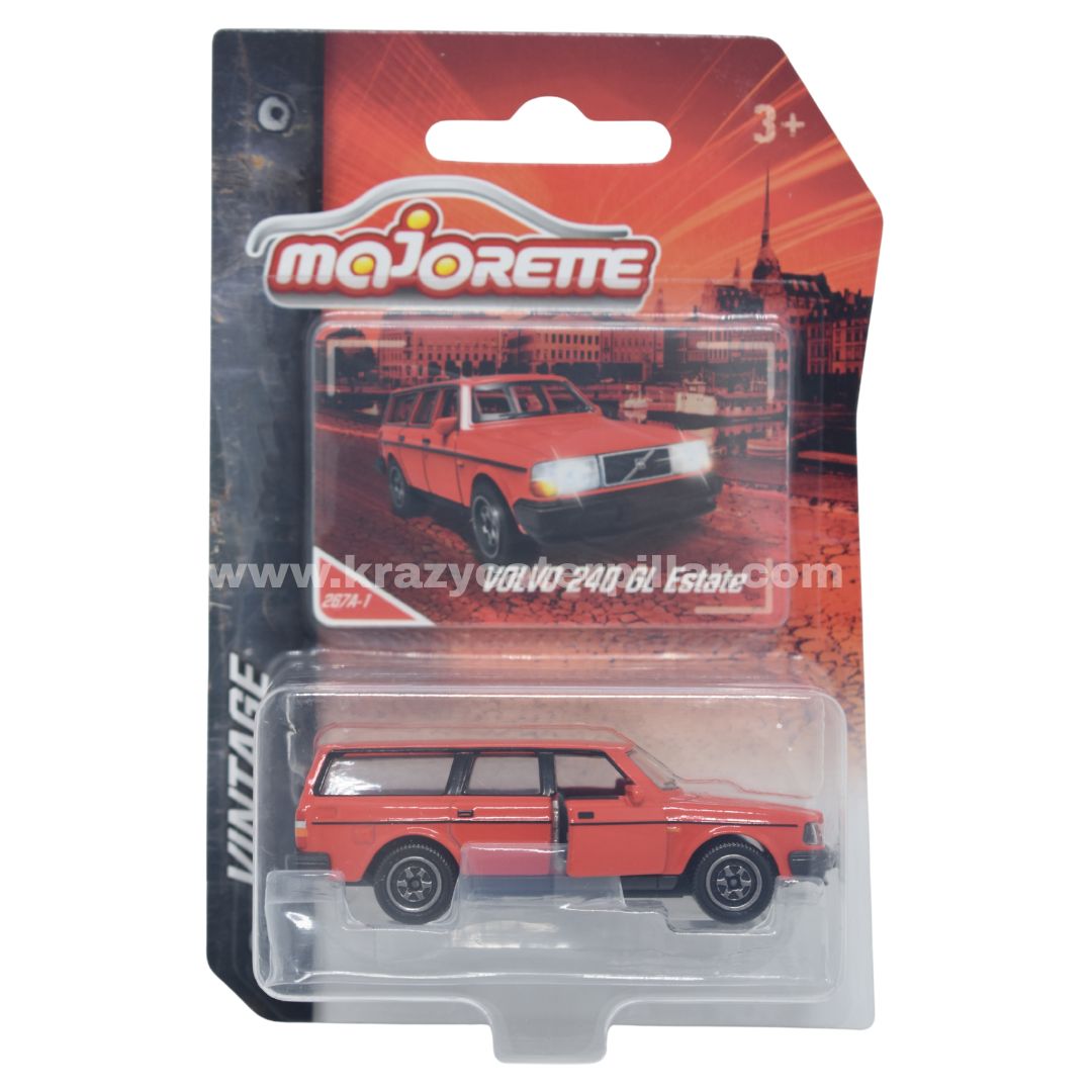Majorette Volvo 240 GL Estate Rojo – Modelo Die-cast A Escala, Con Rueda Libre, Piezas Móviles Y Tarjeta Coleccionable, Para Niños De 3 Años En Adelante