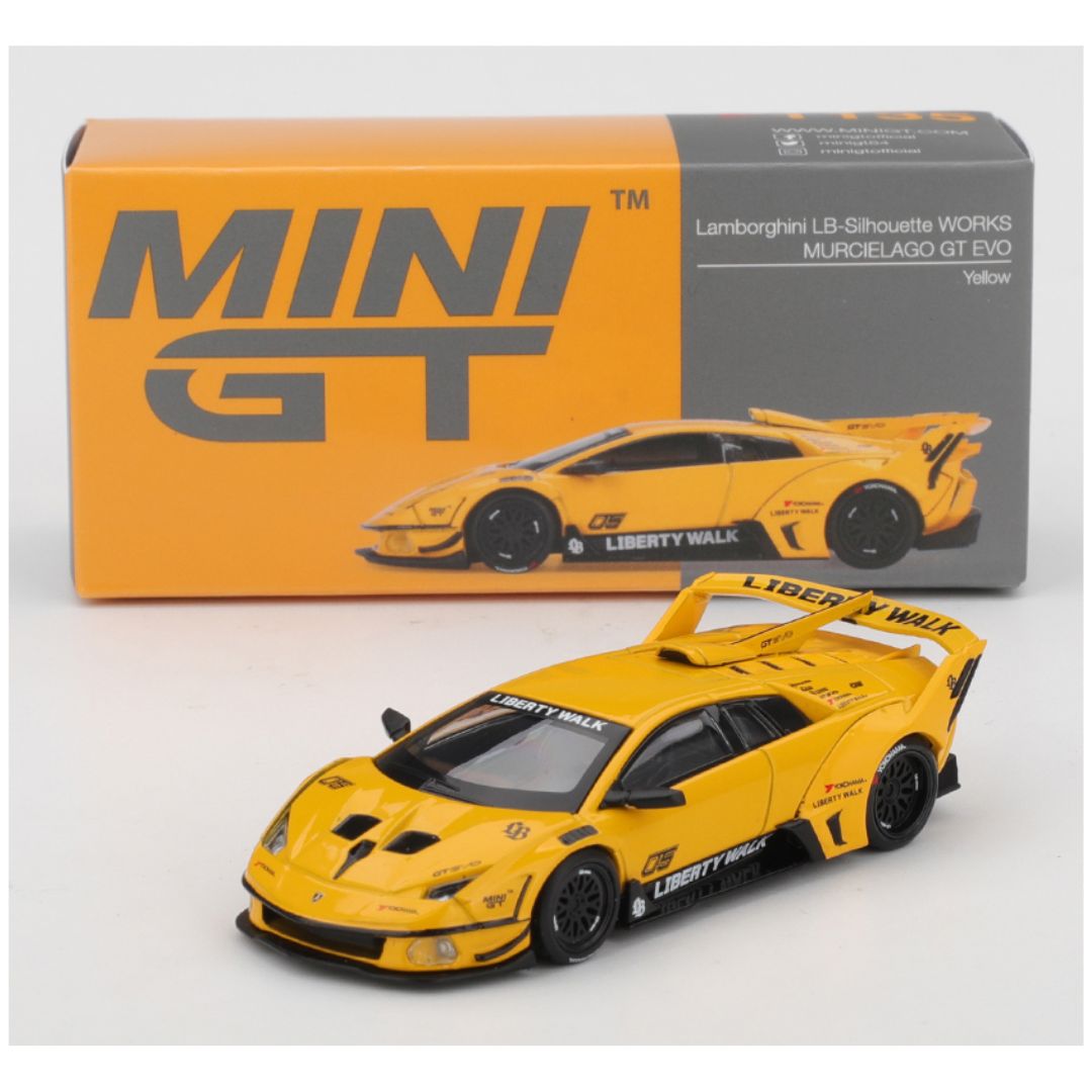 ミニカー LBWK MINI GT MURCIELAGO GT Evo Yellow Mini GT #1135: Lamborghini LB-Silhouette WORKS MURCIELAGO GT Evo