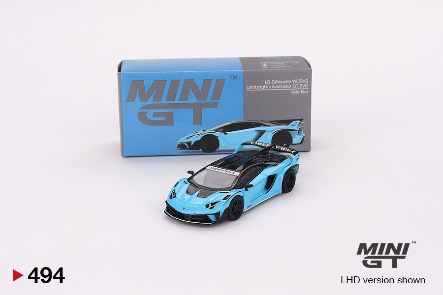 Mini GT Lamborghini LB-Silhouette WORKS Aventador GT EVO Baby Blue