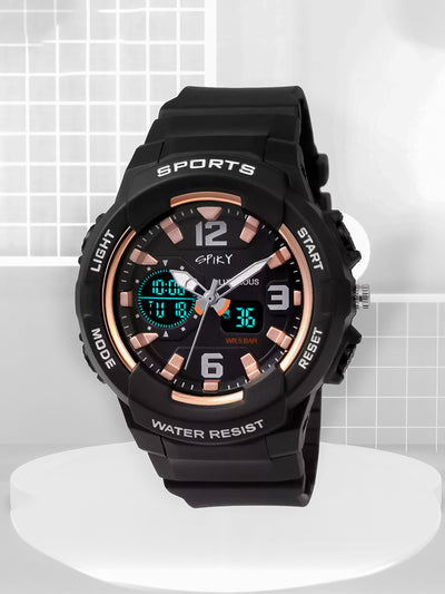 Spiky Analogue Digital Rugged Sports Watch – Black