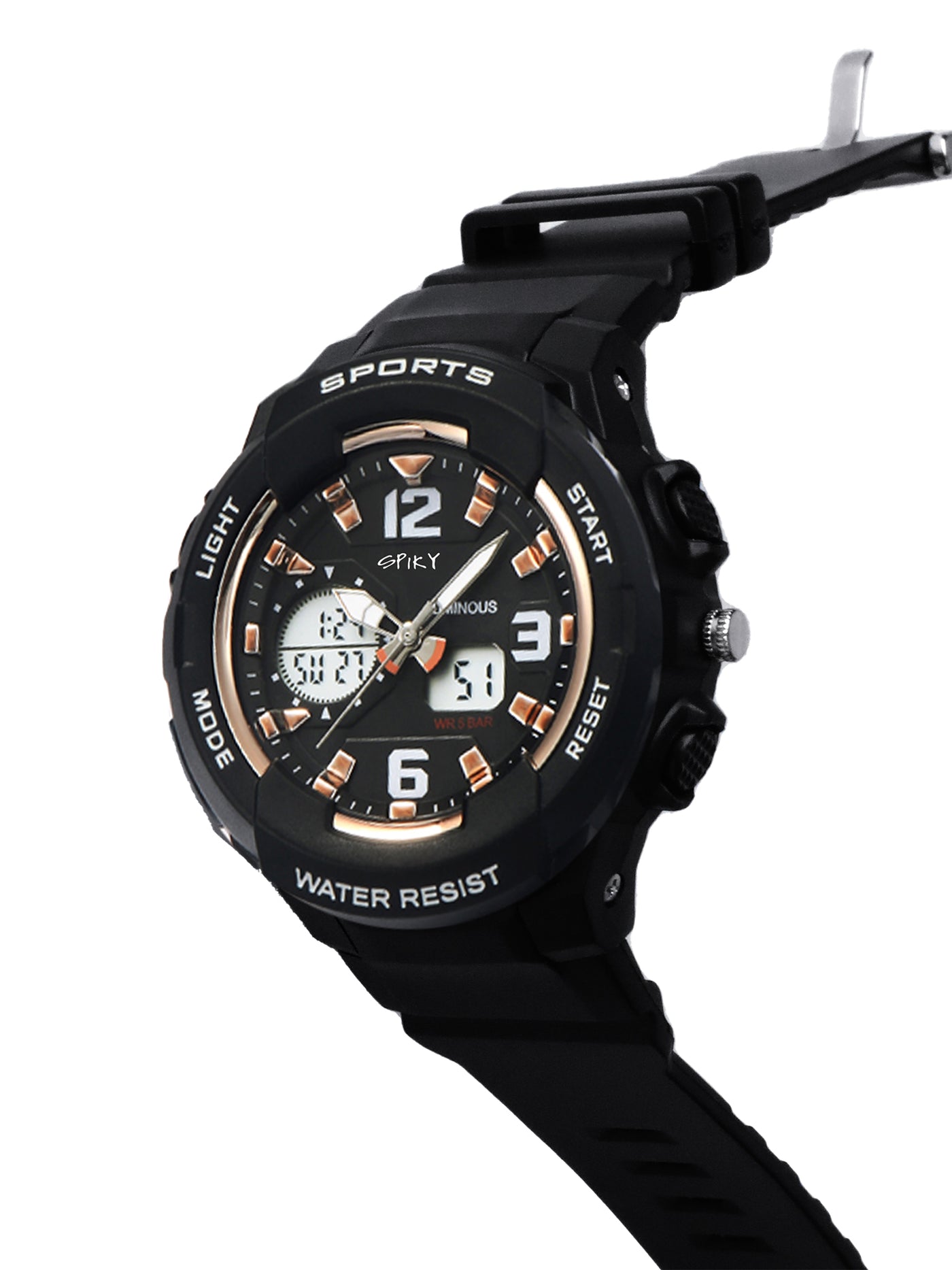 Spiky Analogue Digital Rugged Sports Watch – Black