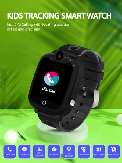 Spiky Ghoul 2G Calling Tracking - Black Smart Watch
