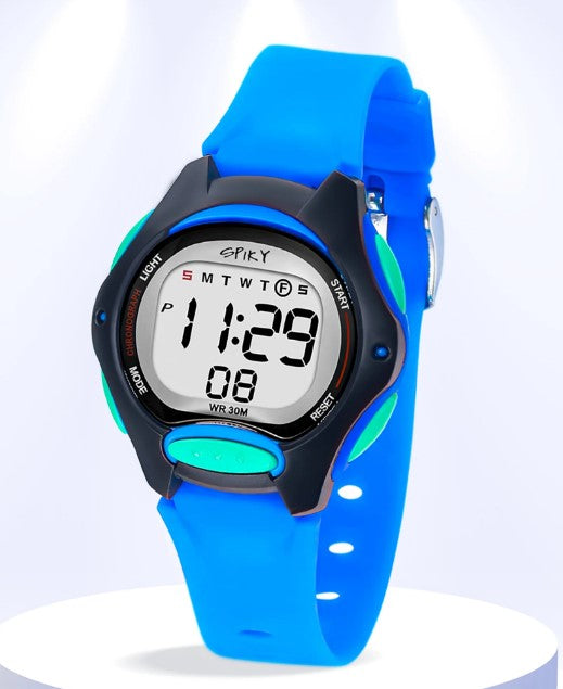 Spiky Round Digital Kids Sports Watch Blue