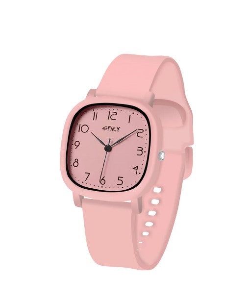 Spiky Square Analog Watch - Pink