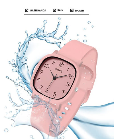 Spiky Square Analog Watch - Pink