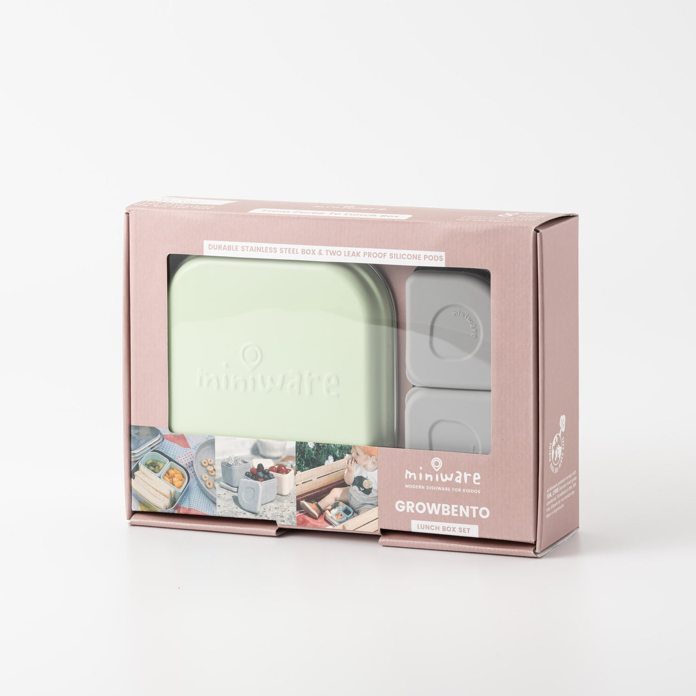 Bento Lunch Box with 2 silipods - Green | Miniware