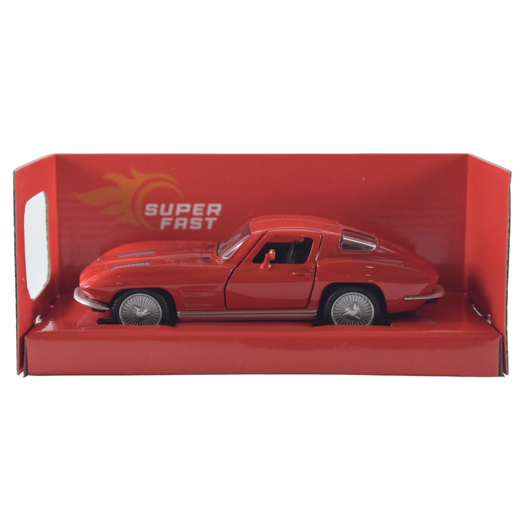 Super Fast City Car : 1963 Chevrolet Corvette Stingray Split Window-Red -Die-Cast Scale Model (1:32)