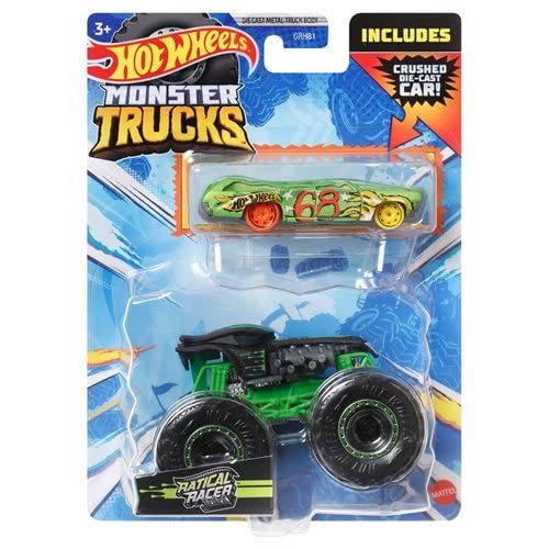Monster Trucks Ratical Racer with Crushed Car - 1:64 | Hot Wheels