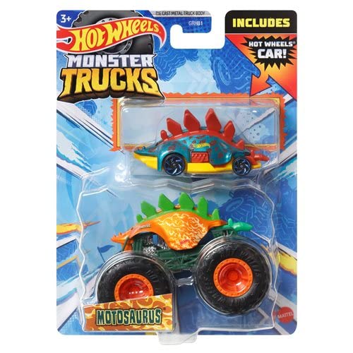 Monster Trucks Motosaurus with Crushed Car - 1:64 | Hot Wheels