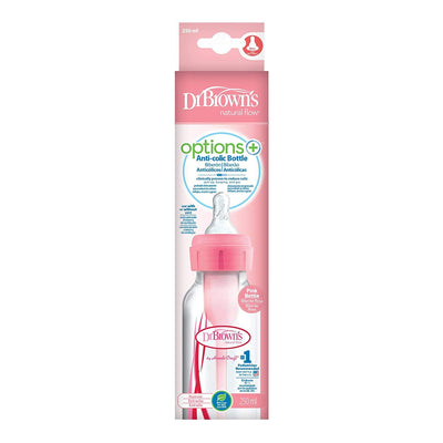 Dr. Brown's Anti-colic Options+ Baby Bottle, Narrow (250 ml-Pink)