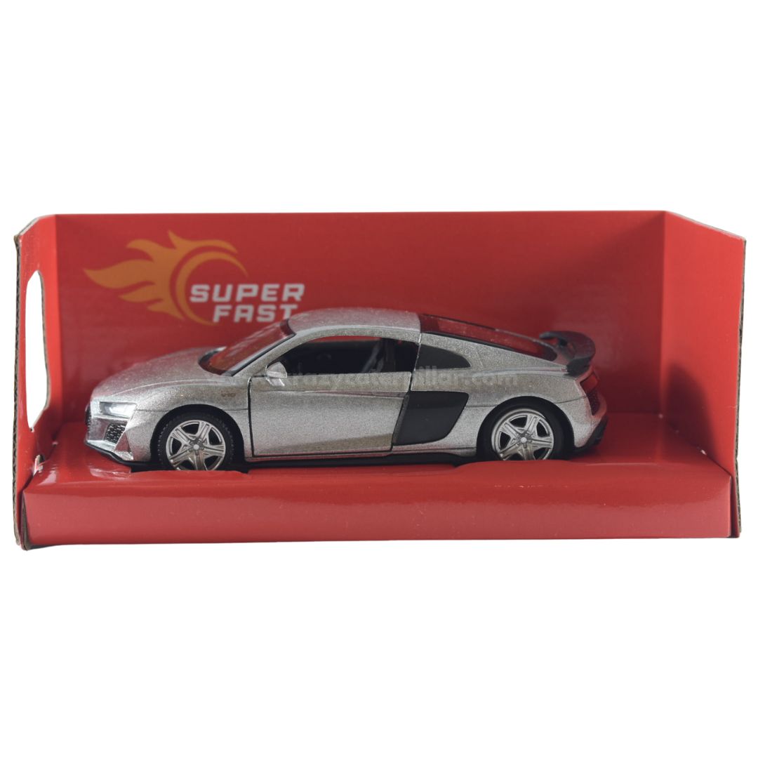 Super Fast City Car : Audi R8 Coupe - Silver Die-Cast Scale Model