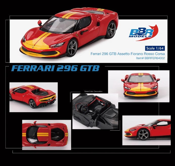 BBR Models Ferrari 296 GTB Assetto Fiorano Rosso Corsa 1:64