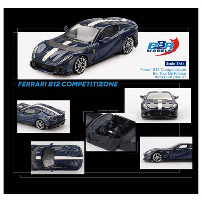 BBR Model #11: Ferrari 812 Competitizone Blu Tour De France - 1:64