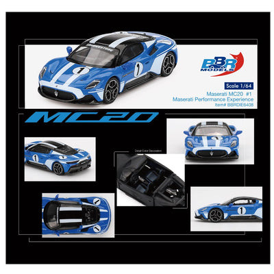 BBR Model #6408: Maserati MC20 1 Maserati Performance Experience Blue 1:64