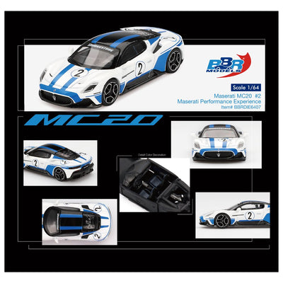 BBR Model #6407: Maserati MC20 2 Maserati Performance Experience White 1:64