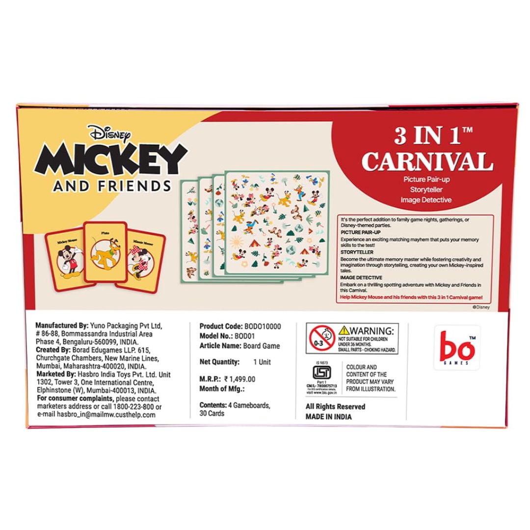 BO Games: Disney Mickey And Friends - 3 in 1 Carnival Board Game