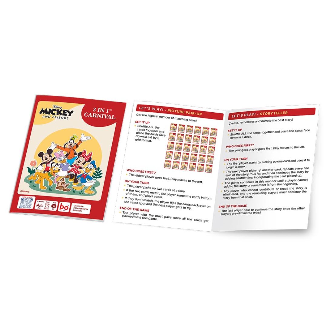 BO Games: Disney Mickey And Friends - 3 in 1 Carnival Board Game