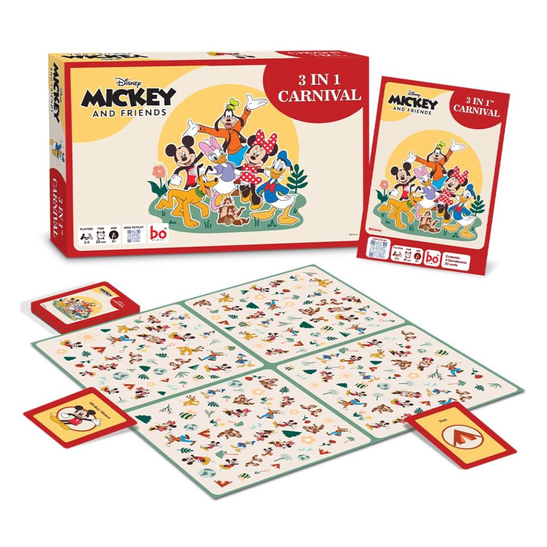 BO Games: Disney Mickey And Friends - 3 in 1 Carnival Board Game