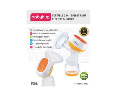 Babyhug: Portable 2 in 1 Electric & Manual Breast Pump