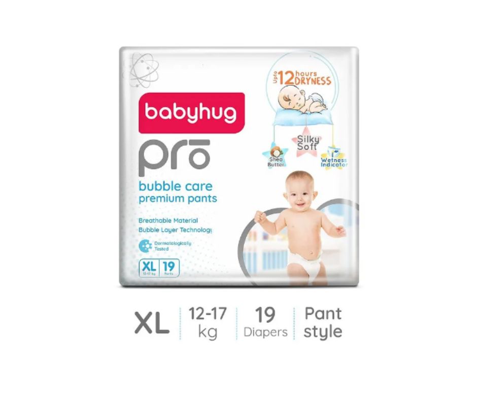 Babyhug Pro Bubble Care Premium Pant Style Diapers Extra Large (XL) Size - 19 Pieces