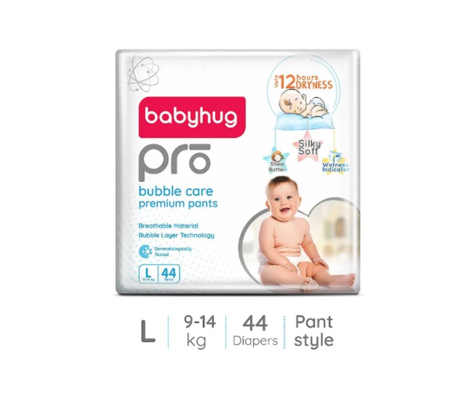 Babyhug Pro Bubble Care Premium Pant Style Diaper Large (L) Size - 44 Pieces