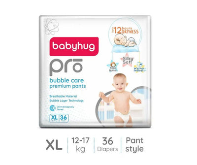 Babyhug Pro Bubble Care Premium Pant Style Diaper Extra Large (XL) Size - 36 Pieces