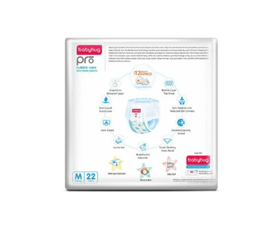 Babyhug Pro Bubble Care Premium Pant Style Diapers Medium (M) Size - 22 Pieces