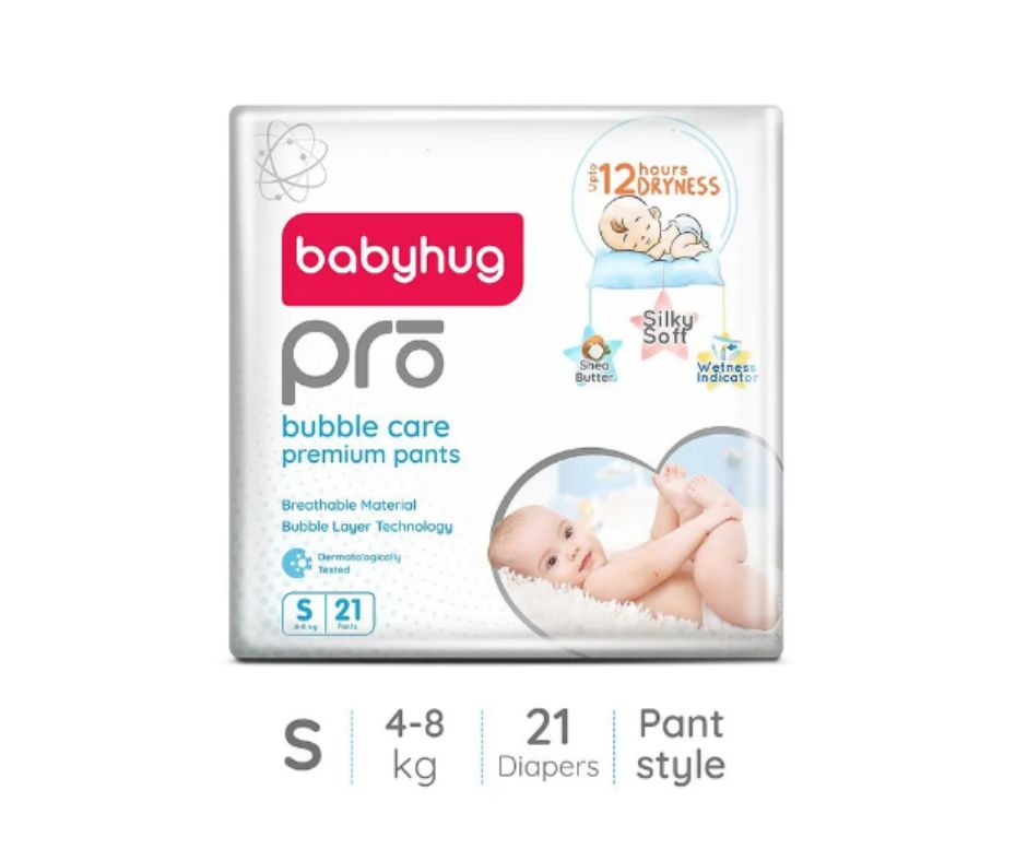 Babyhug Pro Bubble Care Premium Pant Style Diapers Small (S) Size - 21 Pieces