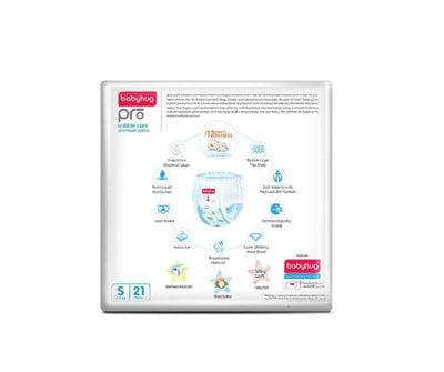 Babyhug Pro Bubble Care Premium Pant Style Diapers Small (S) Size - 21 Pieces