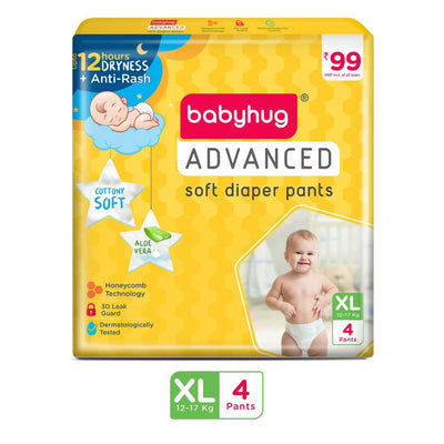 Babyhug Advanced Pants Style Diapers Extra Large (XL) - 4 Pieces