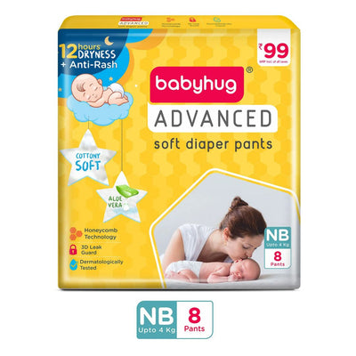 Babyhug Advanced Pants Style Diapers New Born (NB) - 8 Pieces