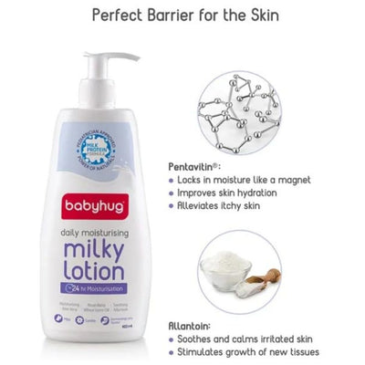 Babyhug Milk Protein Formula Daily Moisturising Milky Lotion Mild & Gentle Formula For Newborn Baby – 400 ml