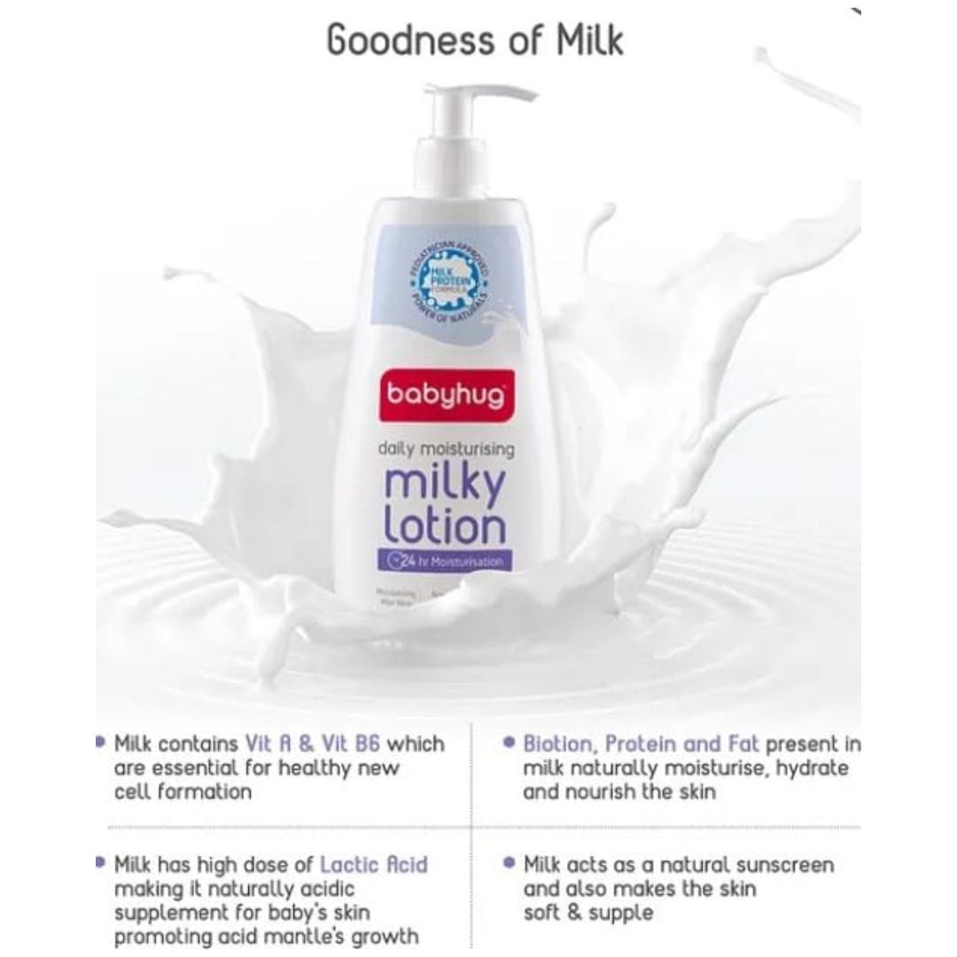 Babyhug Milk Protein Formula Daily Moisturising Milky Lotion Mild & Gentle Formula For Newborn Baby – 400 ml