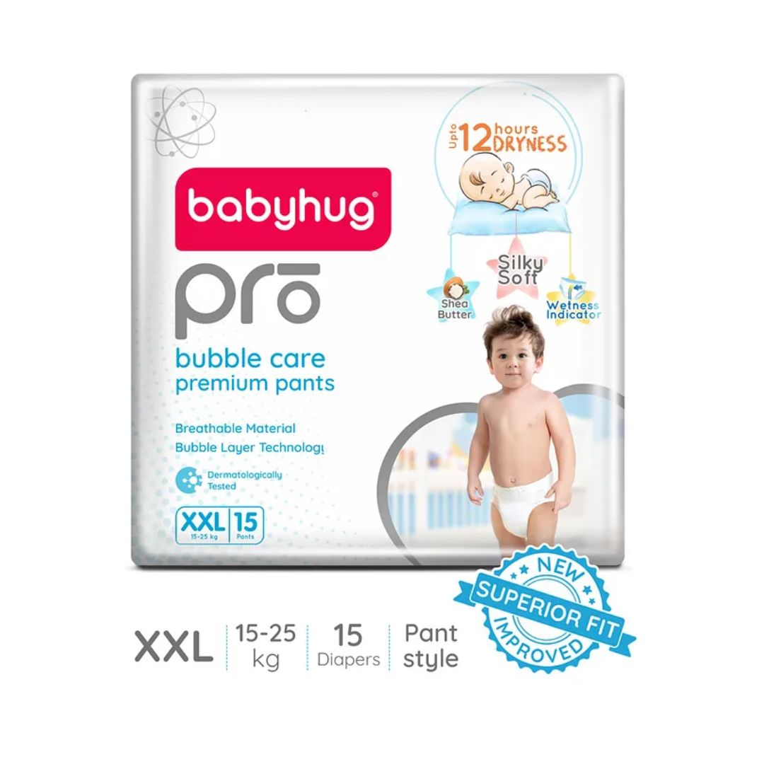 Babyhug Pro Bubble Care Premium Pant Style Diapers Double Extra Large (XXL) Size - 15 Pieces