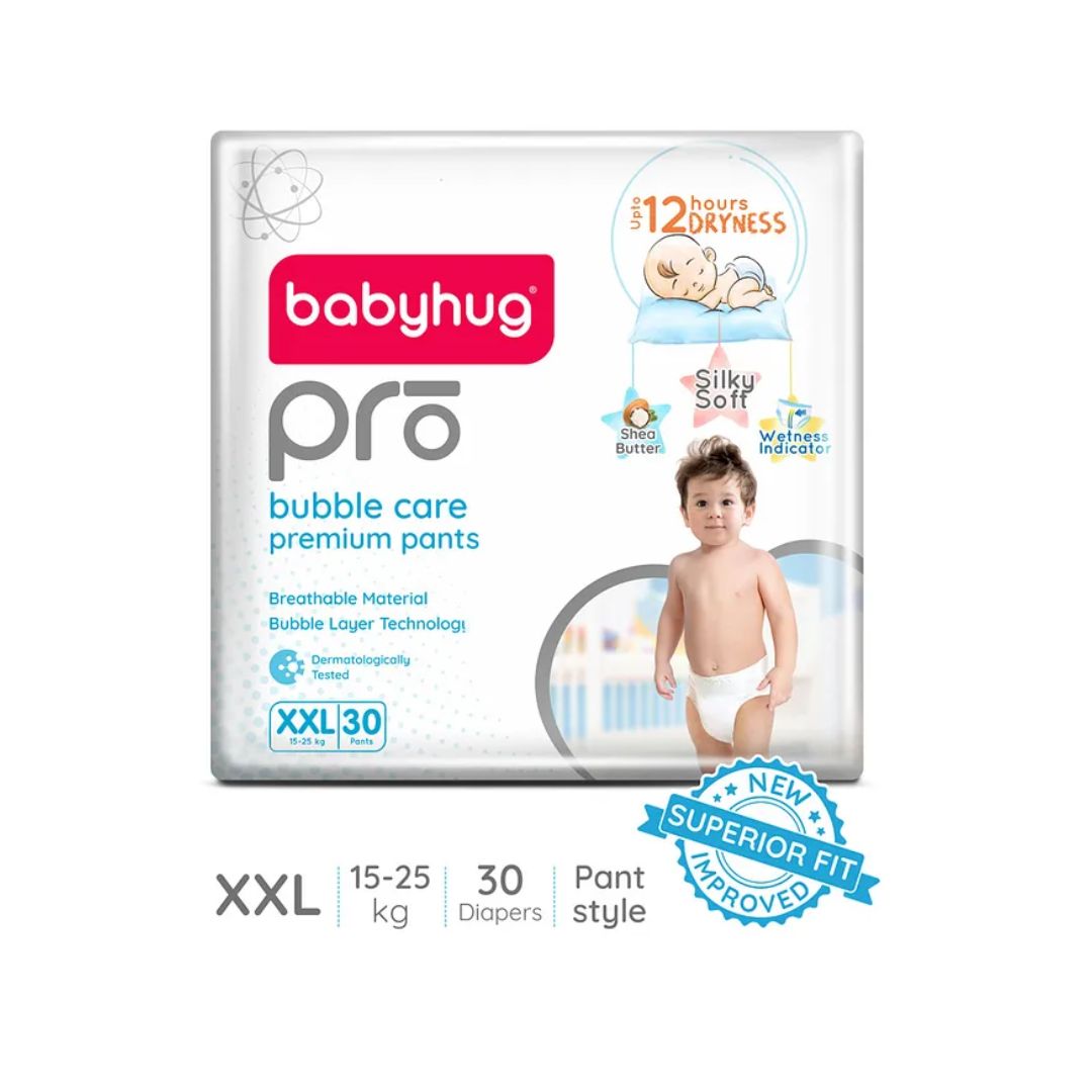 Babyhug Pro Bubble Care Premium Pant Style Diapers Double Extra Large (XXL) Size - 30 Pieces