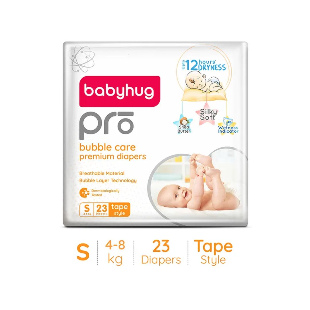 Babyhug Pro Bubble care premium Tape Style Diaper Small (S) Size - 23 Pieces