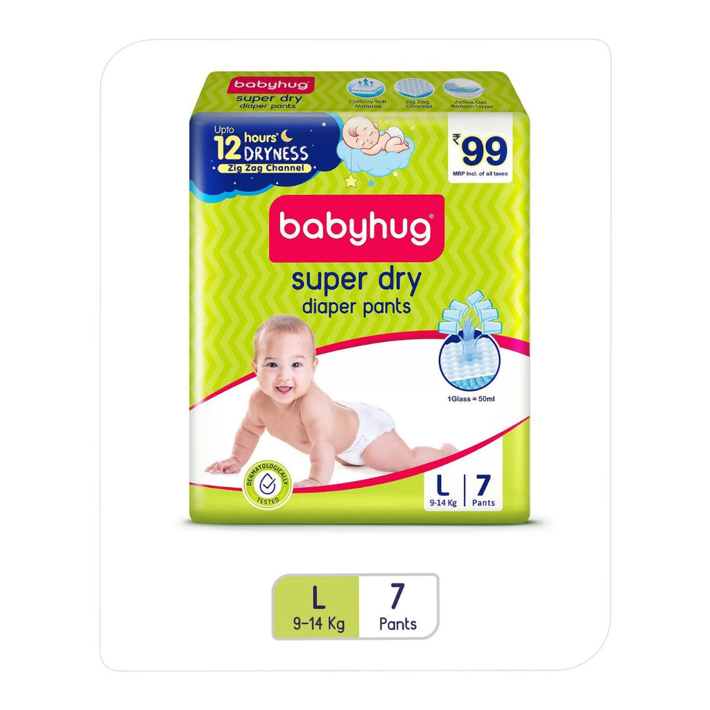 Babyhug Super Dry Pant Style Diaper Large (L) Size `- 7 Pieces