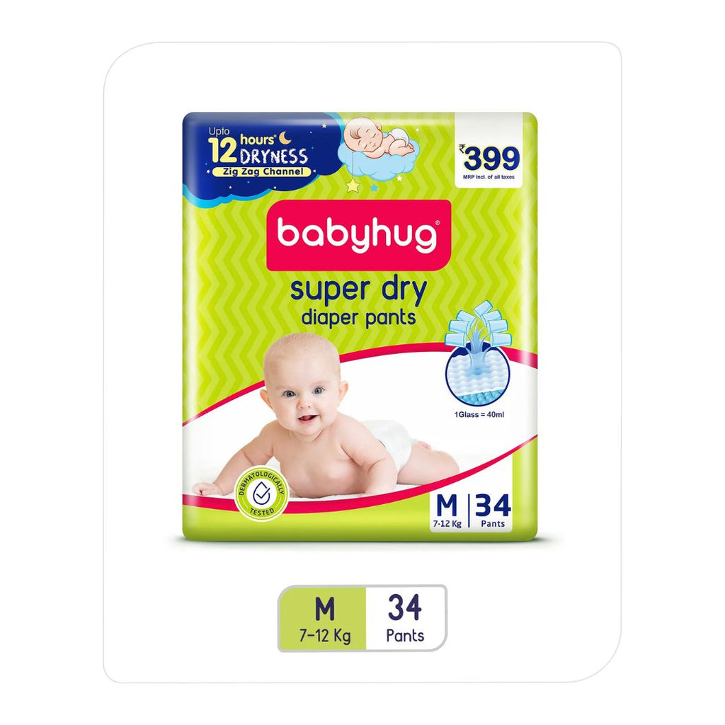 Babyhug Super Dry Pant Style Diaper Medium (M) Size - 34 Pieces