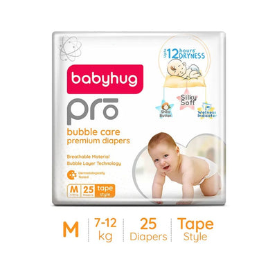 Babyhug Pro Bubble Care Premium Tape Style Diaper Medium (M) Size - 25 Pieces