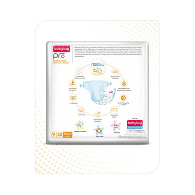 Babyhug Pro Bubble Care Premium Tape Style Diaper Medium (M) Size - 25 Pieces