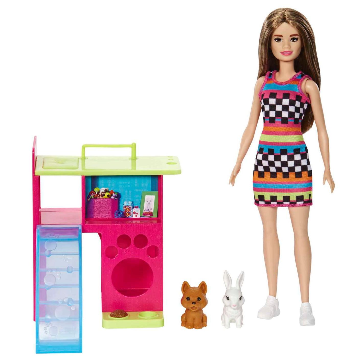 Barbie Doll and Pet Playhouse Playset with 2 Pets