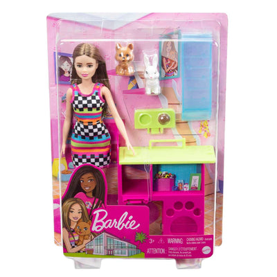 Barbie Doll and Pet Playhouse Playset with 2 Pets