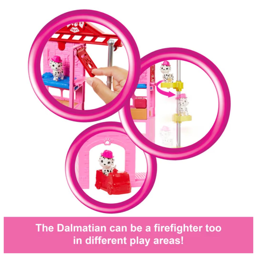 Barbie Firefighter Playset With Blonde Fashion Doll, Fire Station