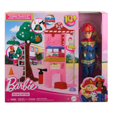 Barbie Firefighter Playset With Blonde Fashion Doll, Fire Station