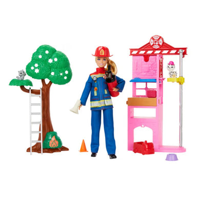 Barbie Firefighter Playset With Blonde Fashion Doll, Fire Station