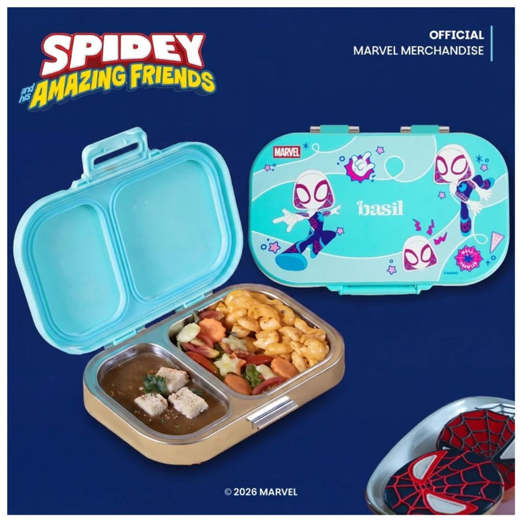 Basil: Bento Ace - 2 Compartment Stainless Steel Lunchbox with Plastic Lid - Slingy Star