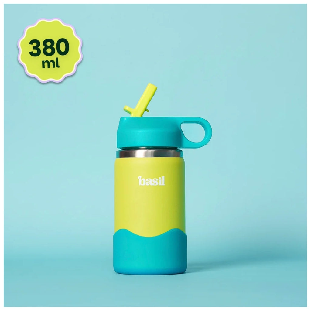 Basil: HydraPop 380ml Insulated Stainless steel Sipper with Loop Handle- Lagoon