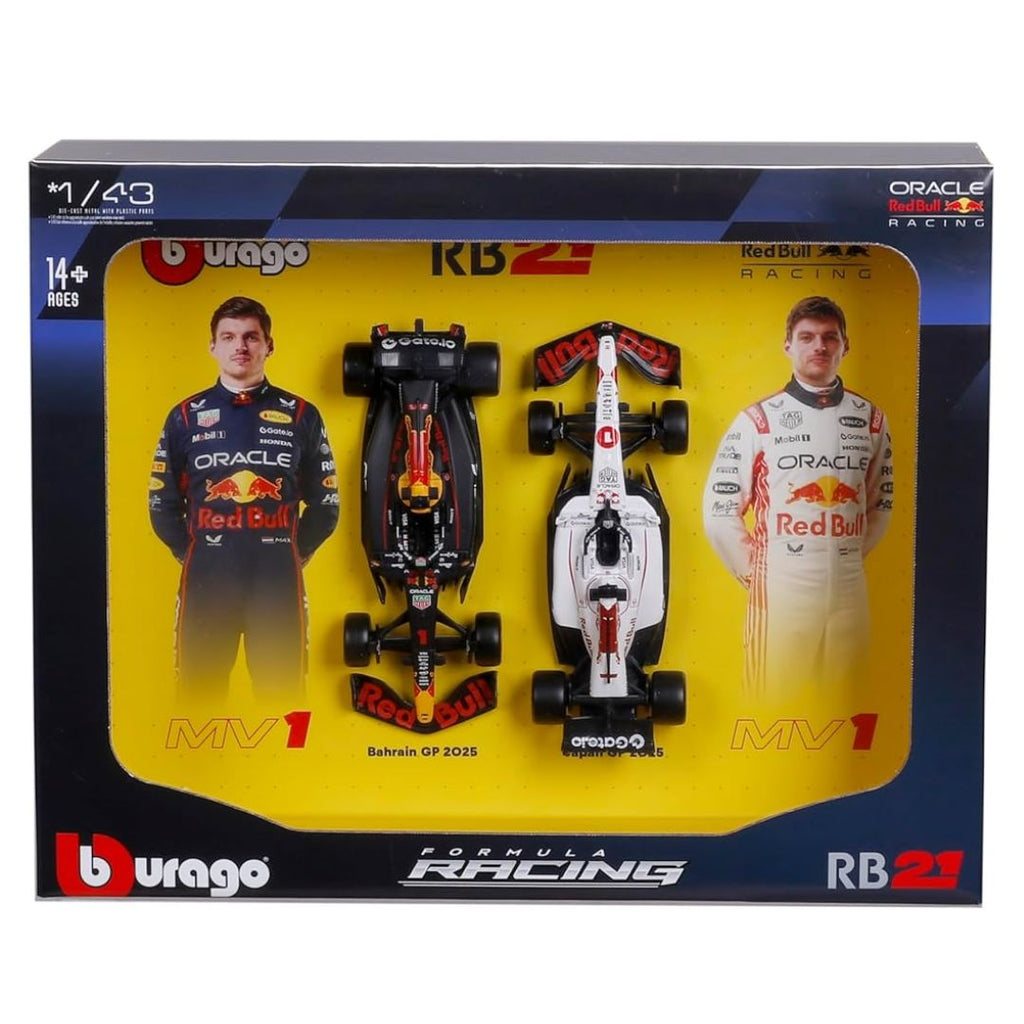 Bburago: Formula 1 2025 Oracle Red Bull RB21 2 Cars Pack #01 Max Verstappen