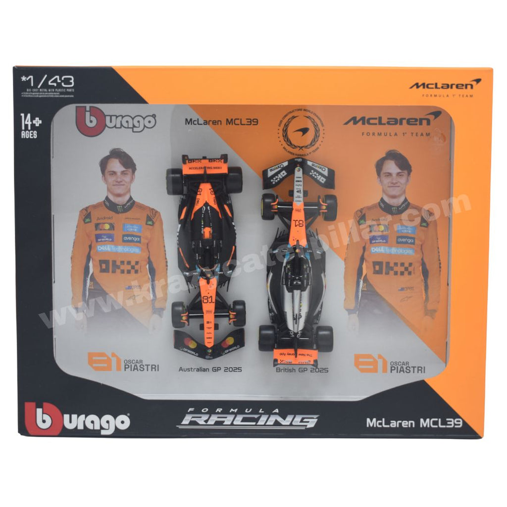 Bburago: McLaren F1 MCL39 #81 Oscar Piastri 2 Cars Pack