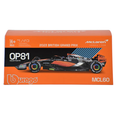 Bburago:  2023 Mclaren British Grand Prix FormuLa 1-#81 Oscar Piastri  Die-Cast Scale Model (1:43)